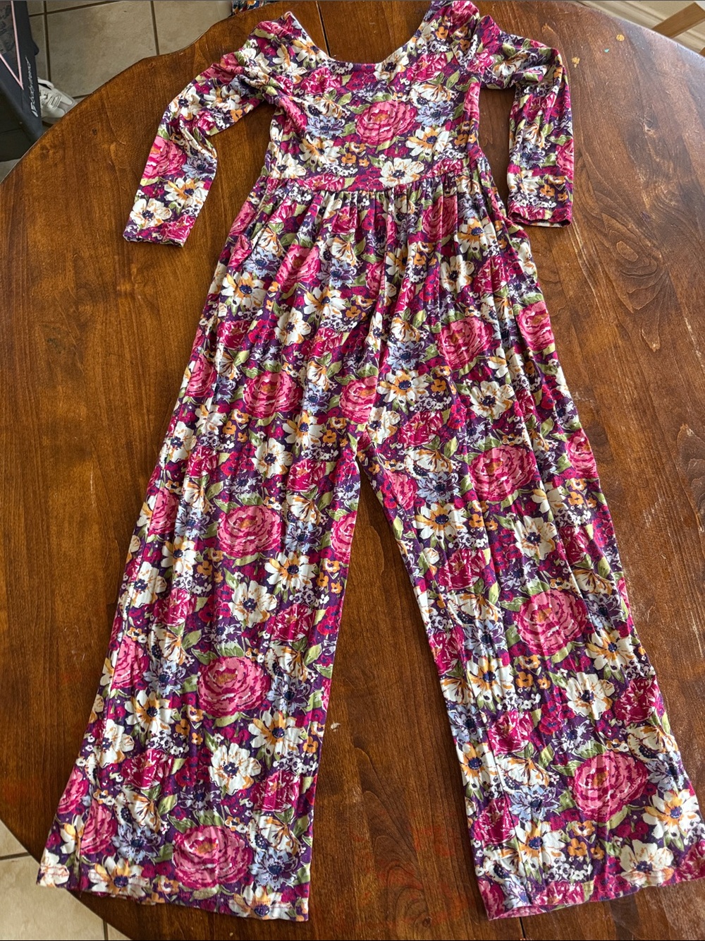 SweetHoney Fuchsia Floral Wide-Leg Jumpsuit